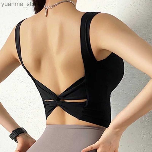 Yoga Outfits Cloud Hide Black Sports Bra Frauen Fitness Hot Girl Unterwäsche Push up Yoga Crop Top BHs Solid Athletic Vest Gym Shirt Sportswear Y240410