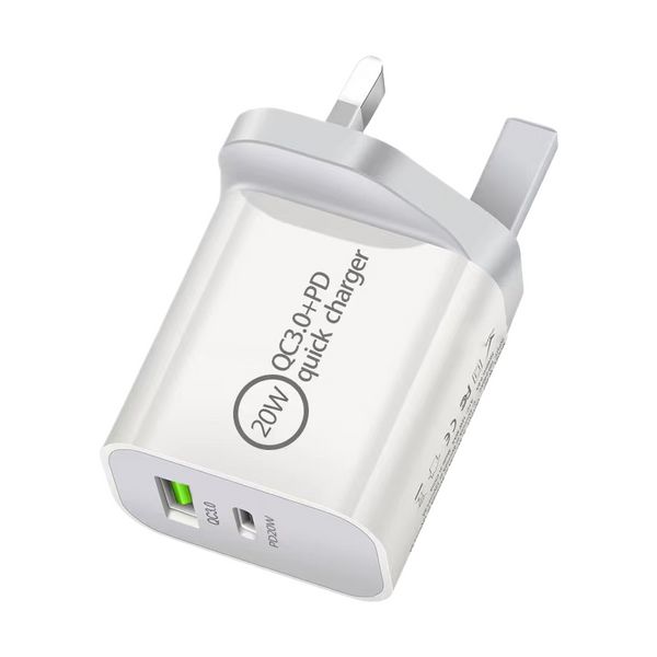 2024 Caricatore a parete dell'adattatore da viaggio 20w PD 3.0 da USB C a C Cavo adattatore a spina ad alimentazione veloce per iPhone Samsung Huawei Xiaomi US US Plug White Colore/Box/Box