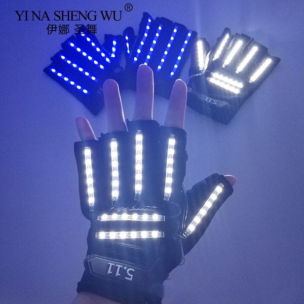 1Pair LED -Handschuhe Bühnenshow Requisiten LED -Leuchten für DJ Club/Party Show/Performance/Sänger Danz Hochqualität 6 Farben