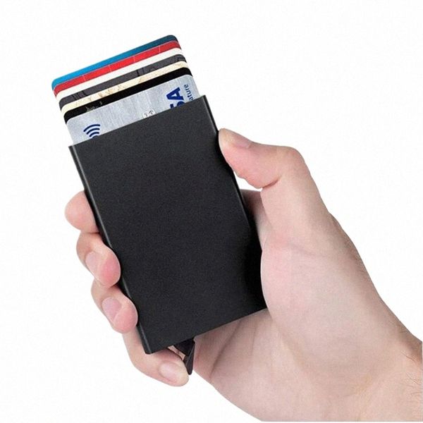RFID Smart Wallet Card Halter Metall Dünne Slim Männer Frauen Brieftaschen minimalistische Brieftasche kleine schwarze Geldbörse Vallet Walets für Männer C9XN#