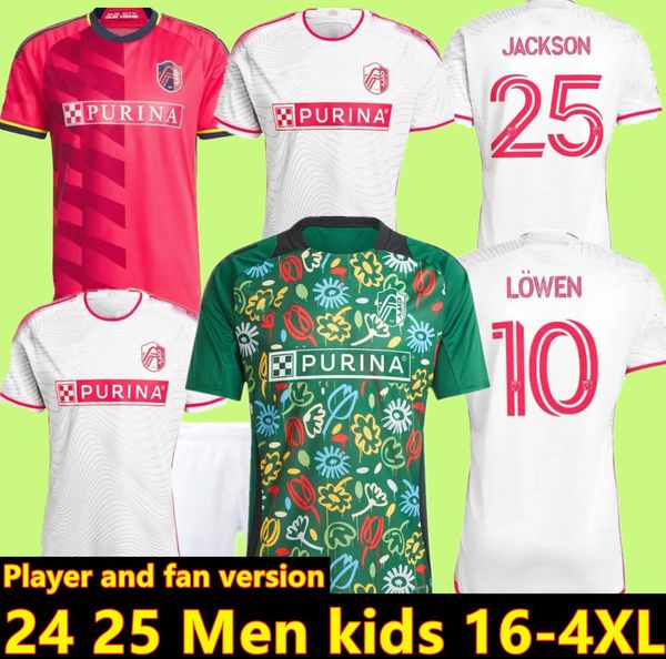 2024 St. L Ouis City Soccer Maglie 23 24 25 mls a casa via St Louis''red 'sc White Nilsson Klauss 9 Nelson Gioaccini Vassilev Bell Pidro Shirt da calcio Mens