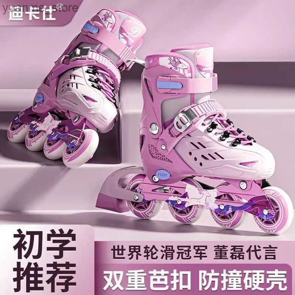 Inline Roller Skates Heißverkauf Kinder Verstellbare Inline Roller Skates Schuhe Patinen Jungen Mädchen Full Set Kids Combo Set 4 Räder Anfänger Erwachsener Y240410