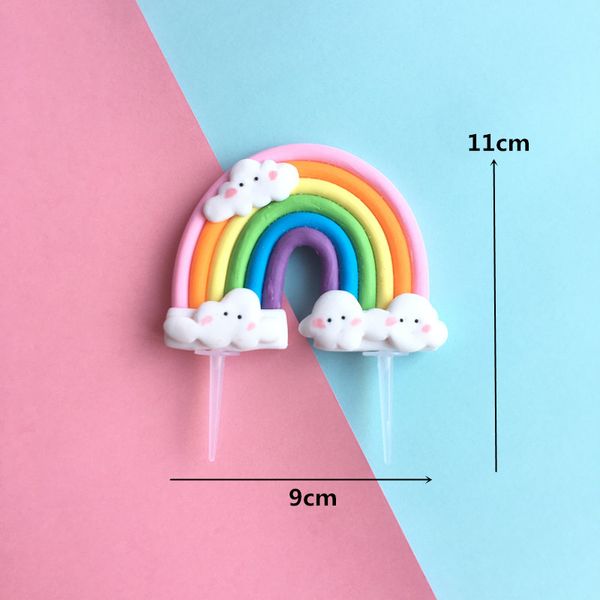 Rainbow Cake Topper Star Cloud Cupcake Decor di divano Decorazioni per torta Clay Baby Shower One 1st Happy Birthday Party Decor Girl Boy Boy