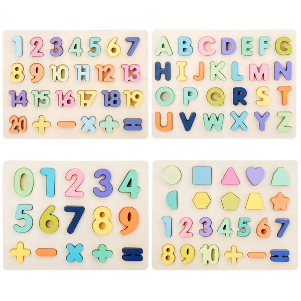 Дети раннее образование Montessori Toys Abc головоломка цифровые деревянные игрушки Jigsaw буква буквы алфавит.