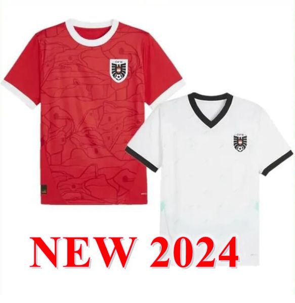 2024 2025 Maglie austriache Maglie da calcio Euro Souvenir 24 25 Casa rossa via da calcio bianco da uomo Kit kit sport all'aperto all'aperto