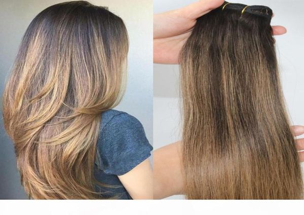 2 6 İnsan Saç Uzantıları Balayage, Koyu Kahverengi İnsan Saç Dokuma Demetleri Brezilya Bakire Saç Kalın Son 100 Gram Bir SE7559473