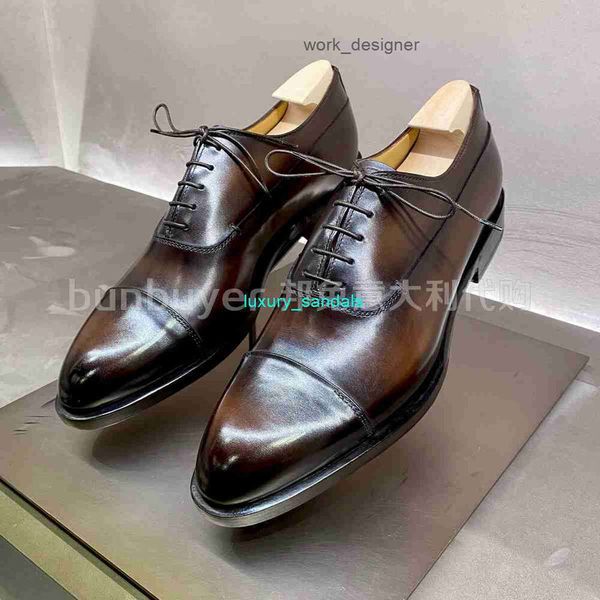 Berluti Mens Trade обувь кожа Oxfords Shoes Bun Rabbit Италия Berluti Equilibre Goodyear Handsewn Три сустава Oxford Mens Leather Shoes HB4W D2R6