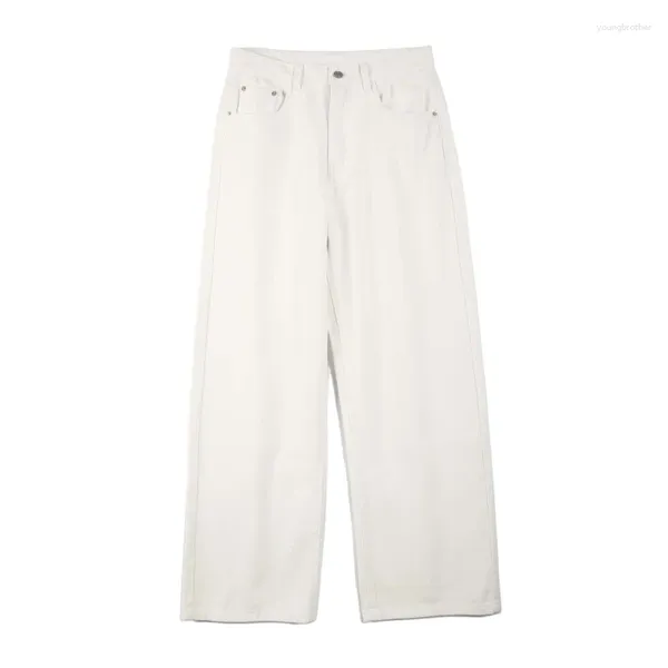 Jeans masculinos 2024 Primavera/verão American Retro Men Straight White Casual Casual Calças