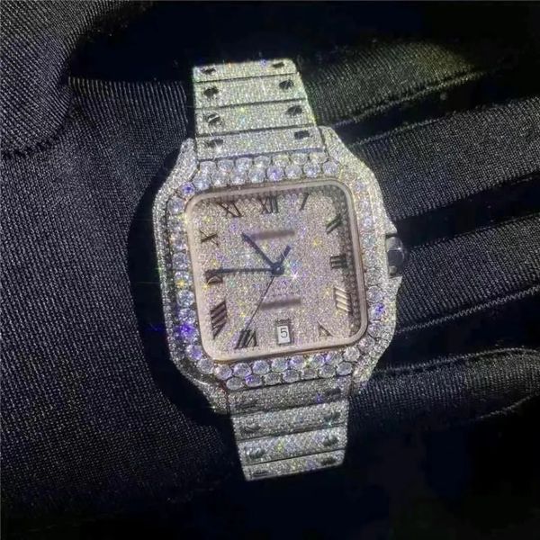 Роскошные мужские часы наблюдают за Moissanite Mosang Stone Diamond Watch The Watch для мужчин Top Montre de Luxe Исправленные наручные часы Механические автоматические 904L 4130 3185 3186 7750