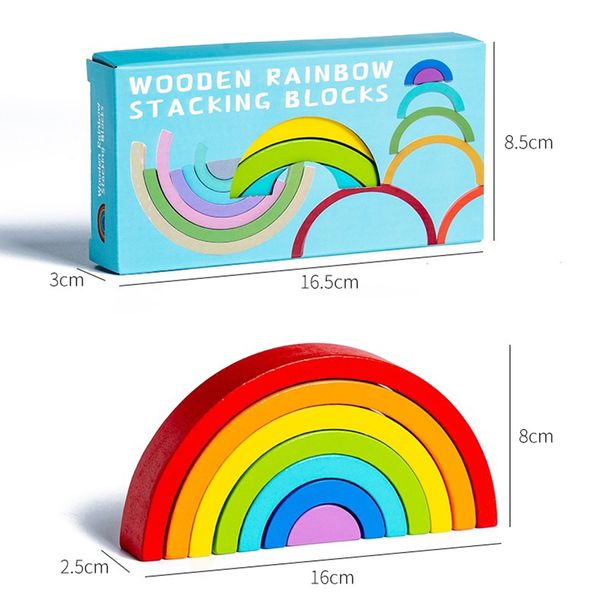Giocattoli per bambini Rainbow Building Building Toys in legno per bambini Creative Rainbow Stacker Montessori Educational Toy per bambini