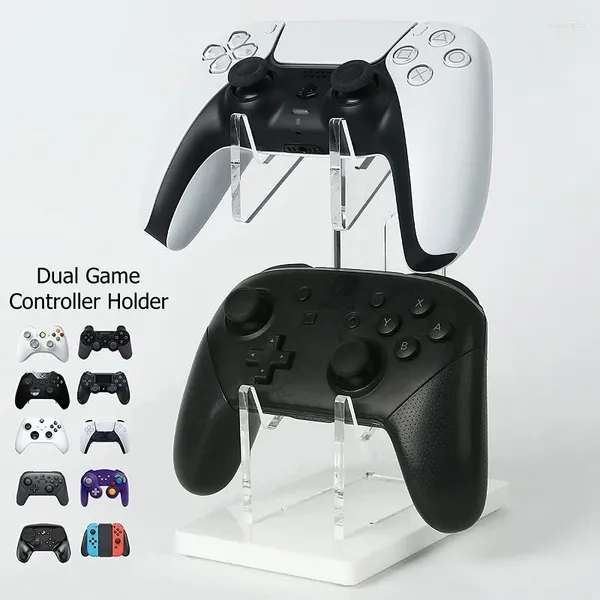 Ganchos de camada dupla acrílica controlador de jogo stand para pS5/ps4/xbox gamepad transparente joystick shispla