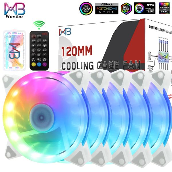 Soğutma 120mm kasa fan argb pc soğutma soğutucu radyatör aura senkronizasyonu 6pin uzaktan kumanda rgb 12cm fan ventilador ile ayarlanabilir