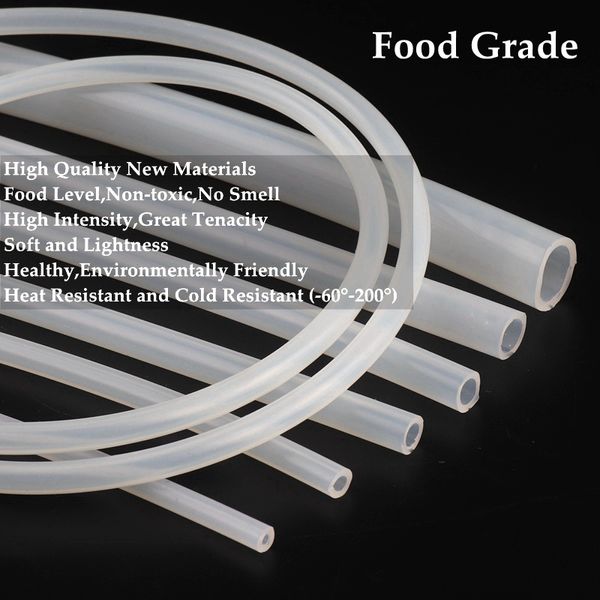 100cm i.d 2 ~ 7mm grau alimentar de alimento transparente mangueira de silicone resistente ao calor Tubo de silicone flexível Tubo macio Aquário Mangueira de borracha