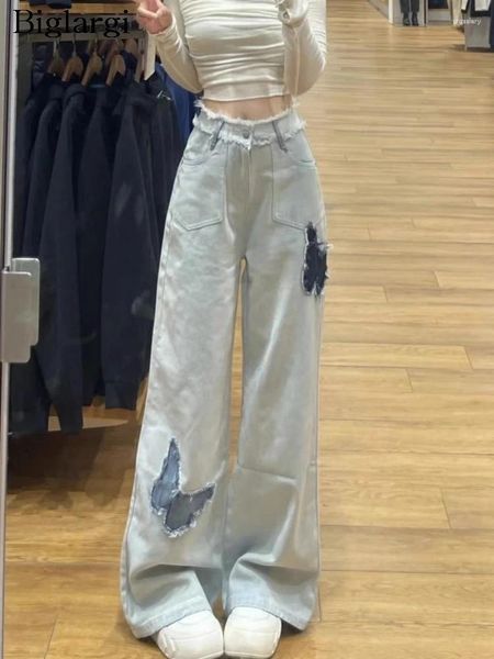 Jeans femminile estate alta pantalone donna donna ricamo farfalla ricamo a farfalla per le donne pieghe