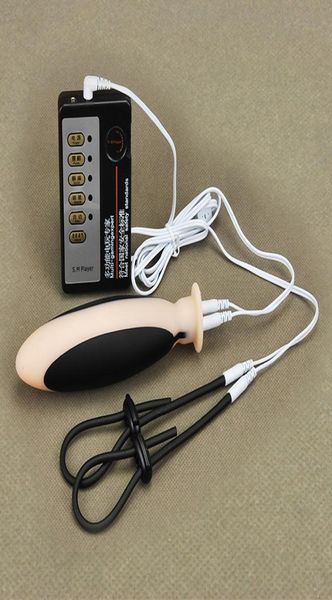 Elektroschock Erwachsene Produkte mit Hahnring Butt Plug Schätzung SM Anal Plug Sex Toys Electro Sex Gear Massager7343191