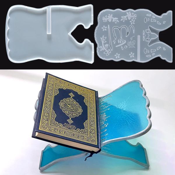 Livro Stand Silicone Mold Eid Alcorão Holder Resina Molde Diy Dobring Dobring Bíblia Stand Ramadã Bookshelf Stuteshelf Fool