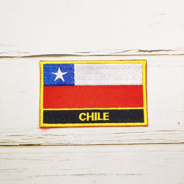 Ulusal bayrak kare nakış yama rozeti 8*5cm Şili Kolombiya Küba Kıbrıslı Danimarka İngiltere Mısır Ekvador Dominika Kongo Çin