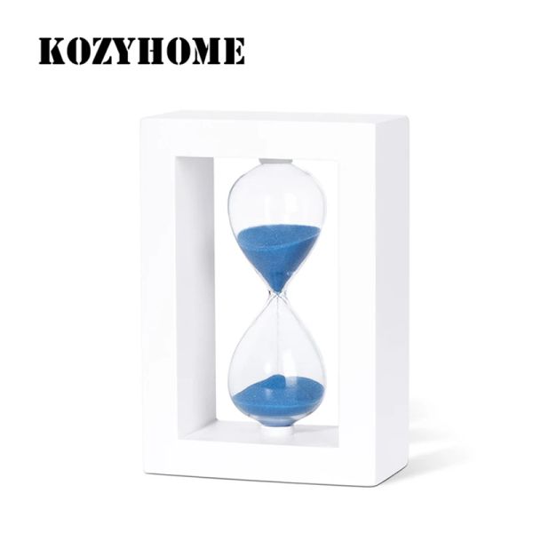 15/30/60 min Min Hourgass Timer criativo Timer de relógio de areia de madeira Quadro de madeira Hourglass Glass Birthday Gifts