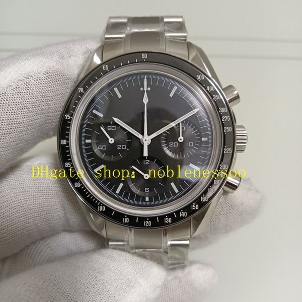 Vera foto crono automatico cronone uomini trasparenti retro 39 mm om fabbrica 3861 movimento professionale braccialetto in acciaio inossidabile omf 007 orologio meccanico manuale