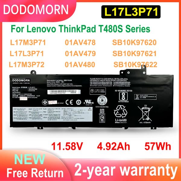 Batterie Nuove Batteria per laptop L17L3P71 per Lenovo ThinkPad T480S Serie L17M3P71 L17M3P72 01AV478 01AV479 01AV480 SB10K97620 SB10K97621