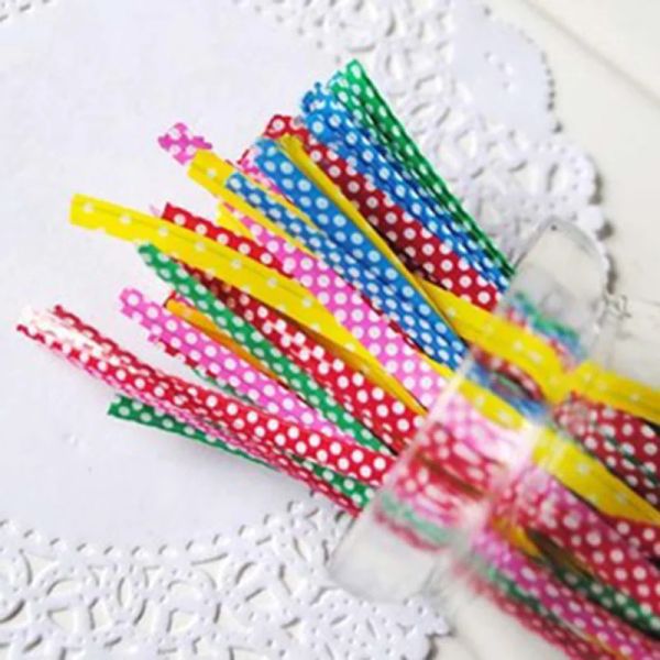 250pcs/Pack Candy Coland Color Dot Print Twist Ties Wire для торта для пирожных запечатывающих мешков для виолончели.