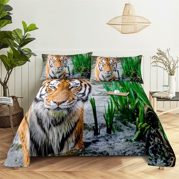 Family Wolf 0.9/1.2/1.5/1.8/2.0m Impressão digital Polyester Bed Sheet com travesseiro