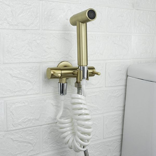 Bidet oro spazzolato bagno doccia a mano spruzzatore bidet spruzzatore igienico shattaf bidet tocco monte a parete freddo bidet rubinetto grigio colore grigio