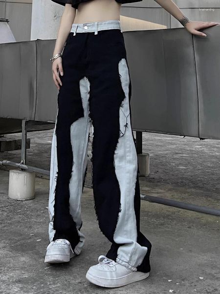 Jeans femminile oversize donne nere estate harajuku y2k streetwear in alto girovagandata vintage dritta gamba tutti match pantaloni casual larghi 2024