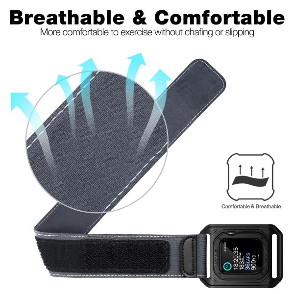 Acessórios Banda de braço esportivo respirável Caixa de pára -choques para Apple Watch 45 44mm Iwatch Series 8 7 6 SE5 4 para homens Mulheres trepadeiras fitness