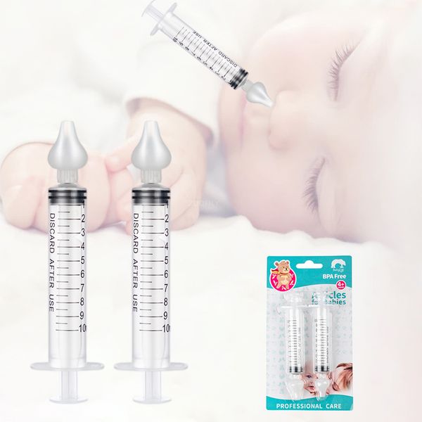 1/2/2/4pcs nariz de bebê limpo Tubo de agulha limpa Cuidado recém -nascido Cuidador nasal Limpador 10ml Kid Toddler Silicone Rhinite