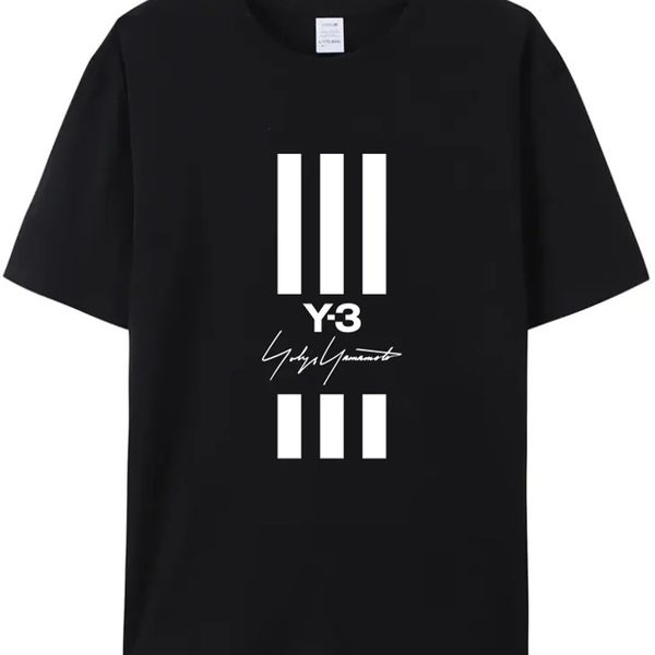 Yamamotos yohji y3 mens tsshirt algodão preto letra de alta qualidade impressão feminina casual e confortável camiseta superior 240403