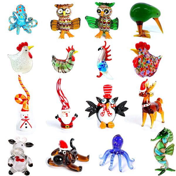 Figuras de animais soprados de vidro artesanal escultura de papel de papel moderno miniaturas decoração de casa de Natal Crianças Presente