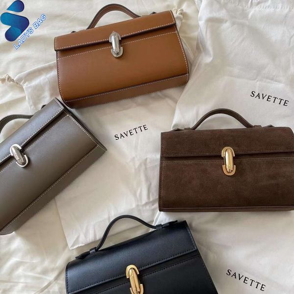 Savette Bag кожаный замшевая сумочка ретро -сцепления дизайнерская сумка женщин стоять в ручной одежде