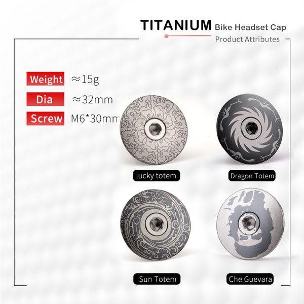 Tito MTB Hule Top Cap Mountain Bike Road Bicycle Headset Caps e Titanium Bolt M6*30 Suporte Impressão a laser personalizada