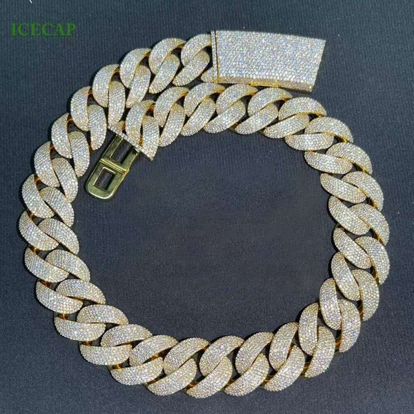 Big Hip Hop Men's Ice Out Miami Link Chain vvs moissanite sterling sier gold planted Кубинское ожерелье