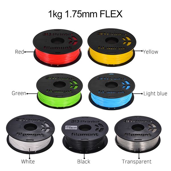 1 kg/ spool 1,75 mm flexibler TPU -Filamentdruckmaterial versorgt weiß, schwarz, transparent für 3D -Druckerzeichnungsstifte