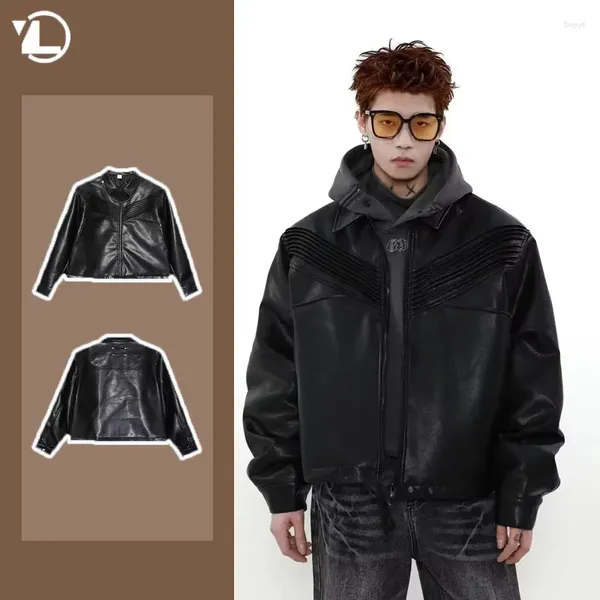 Gacche da uomo harajuku moto giacca in pelle putta da uomo spalline punk primaverili padine sciolte giapponese streetwear alla moda maschio alla moda