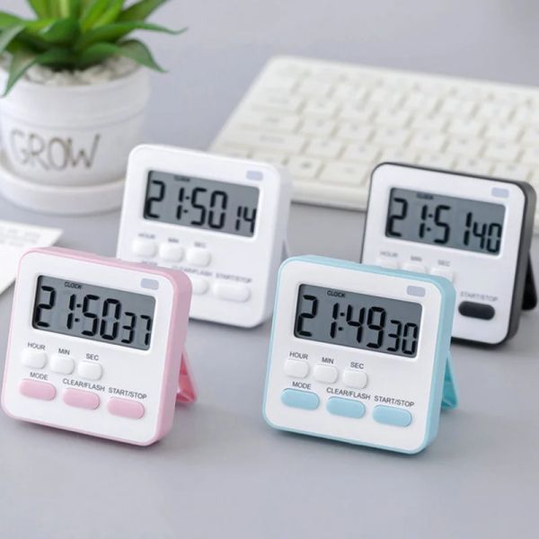 Parede magnética grande digital LCD Timer de cozinha de cozinha com um despertador esportivo de chuveiro com contagem regressiva da Escola Light School Relógio