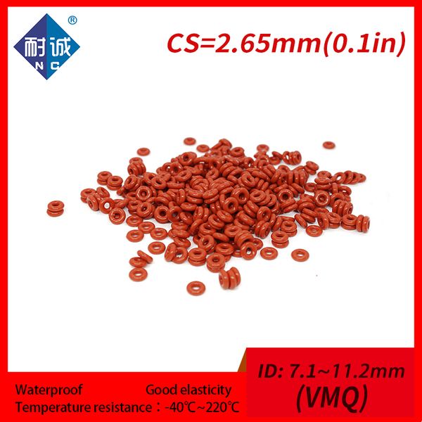 5pcs/Lot Silicon Gummi Oring Red VMQ CS 2,65 mm ID7.1/7.5/8/8.5/9/9.5/10/10.6/11.2mm O Ringdichtung Silikon O-Ring wasserdicht