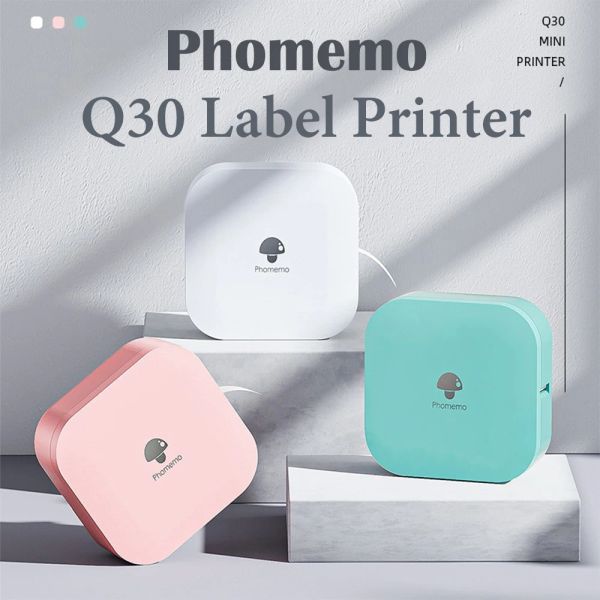Yazıcılar Phomemo Q30 Etiket Makin Makinesi Mini Cep Termal Etiket Yazıcı Kablosuz DIY Etiket Makinesi Çeşitli Etiket Kağıdı