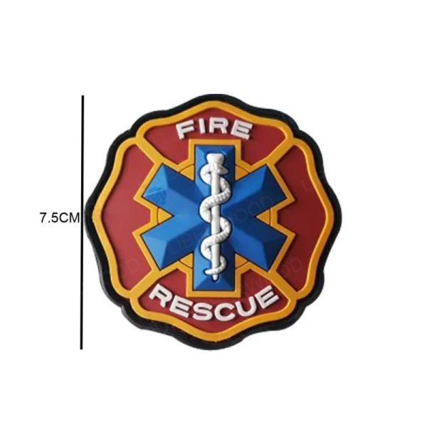 3D PVC Patch mit Hook Fire Rescue Medic Emblem Armband DIY -Flecken für Kleidung Applikation Taktische Abzeichen Parche Militar