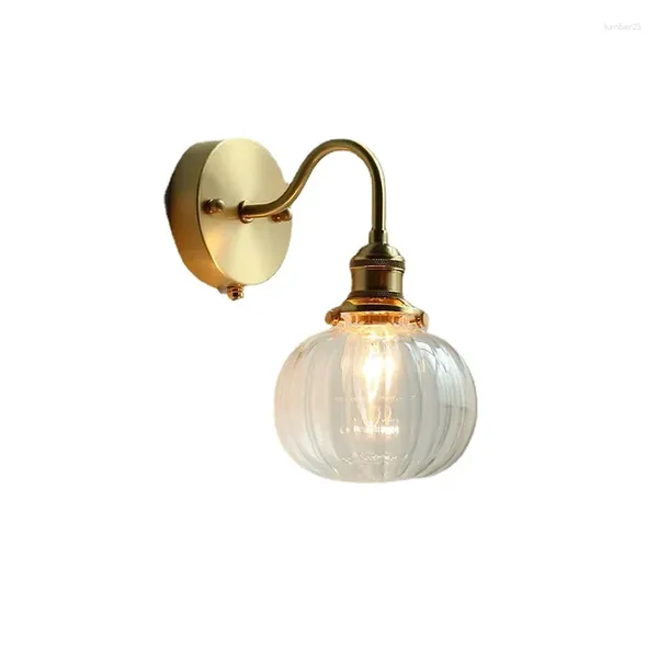 Wandlampe nordische LED -Badezimmerspiegel Leuchte Leuchte Kettenschalter Home Beleuchtung Kupferglas Knoppen