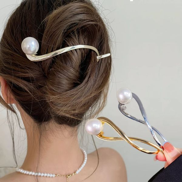 Eleganti perle perle perle per le donne clip per capelli clips di cristallo lucido ronno di ronzio barrette per capelli Accessori per granchio Hairgrip