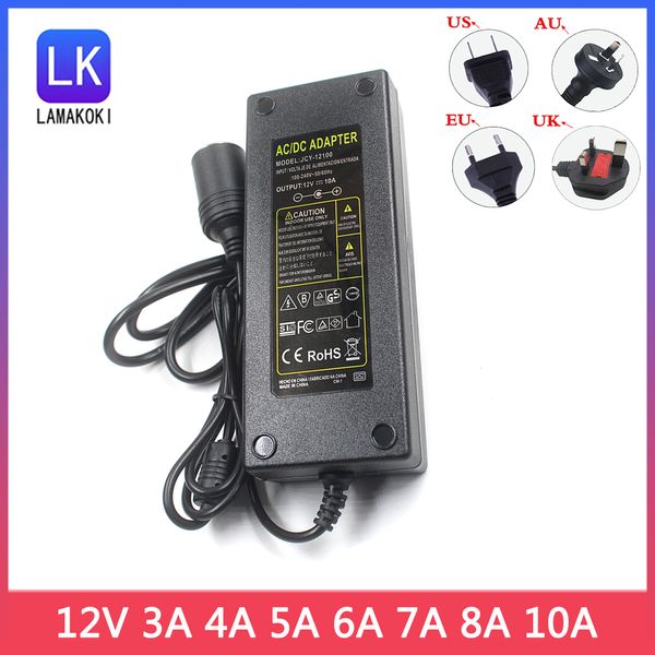 AC 100-240V a DC 12V 3A 4A 5A 6A 7A 8A 10A ADAPTADOR ADAPTER SOUNDA DO Cigarro Inverter inversor 12 V Volt para bomba de ar de carro