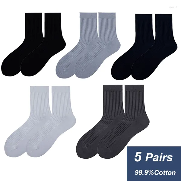 Herrensocken Urgot Brand 5 Paare hohe Qualität 99,9%Baumwolle Schwarze Geschäftsleute Weich atmungsaktiv Herbst Winter für männlich