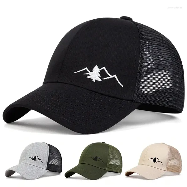 Caps de bola unissex Casual Baseball Cap Sports Snapback Hat Mountain Borderyery Hip Hop Hats Summer Breathable Mesh Gorras