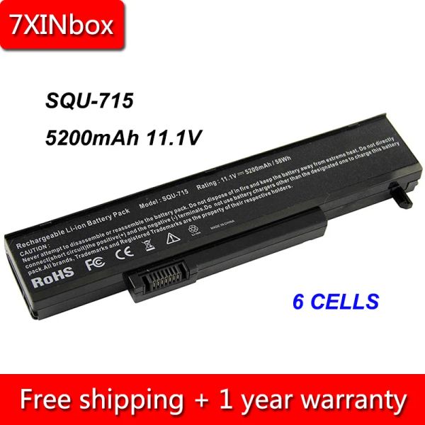 Batterie 7xinbox 6cell 5200Mah 11.1V Square Square Square del laptop SQU721 per Gateway GTM150 W35044LB W35044LBSP W35044LBSY W35052LB