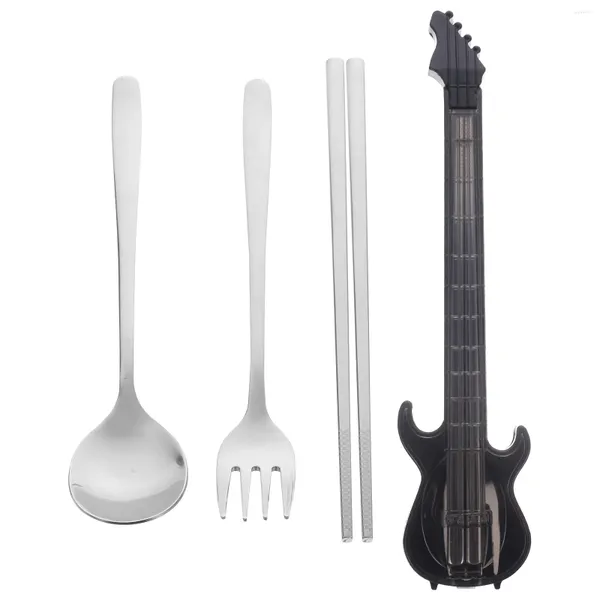 Dinnerware Gets Guitars Travel Spoon Camping Fork Aço inoxidável Almoço Caixa de talheres Forks Spoons Posto de utensílios portáteis Somente