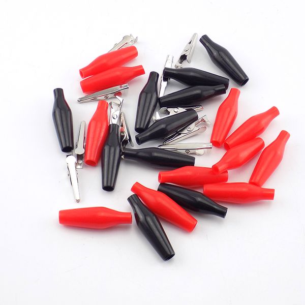 10pcs 28mm da 35 mm in metallo clip clip crocodile test per provetta per provetta per sonda di plastica rosso stivale in plastica rossa batteria automatica