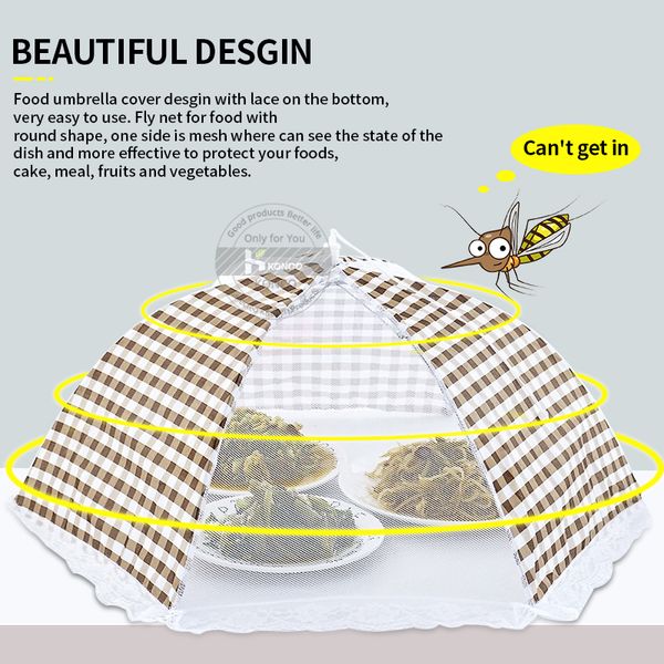 Copertina di ombrello Konco Copertura in pizzo Schermo in mesh Crollo da picnic Anti Fly Cover Accessori per la cucina Accessori cucina Strumento